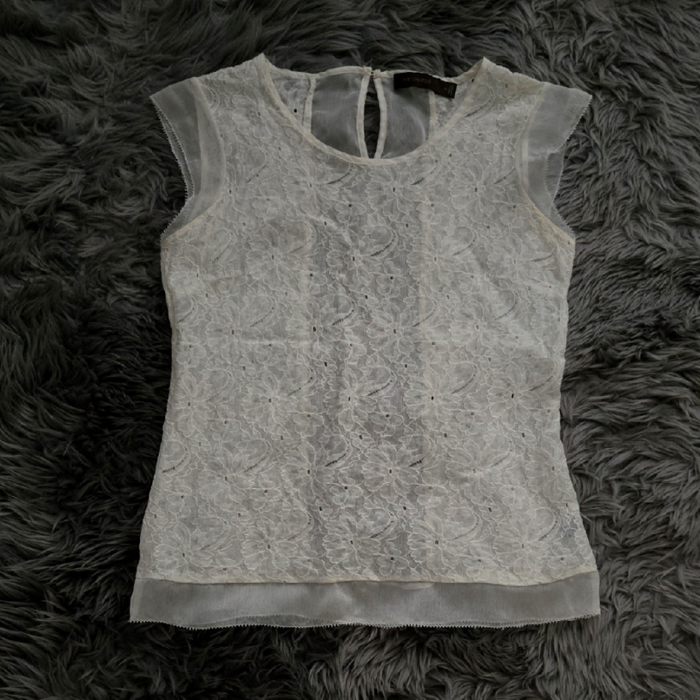 The Limited Sheer Cream Lace Blouse
